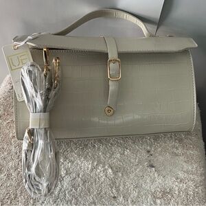 Urban Expressions Cream Croc-Embossed Shoulder Bag